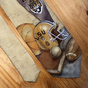 Eagles Wings LSU Tigers Men Beige Sports Game Business Wedding Resort Silk‎